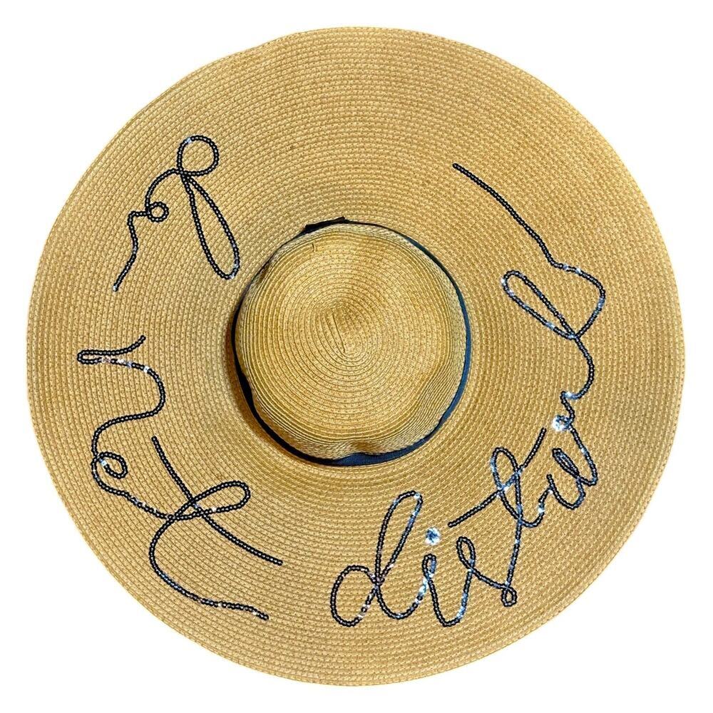 Extra Large Brim Beach Sun Hat "Do Not Disturb"
